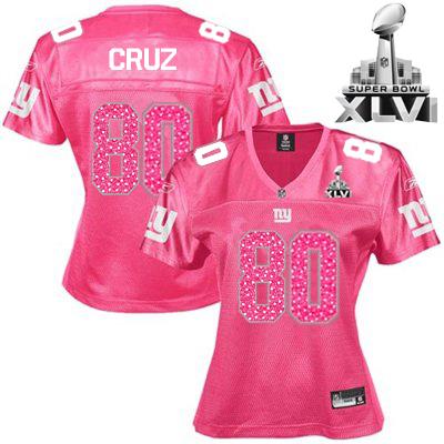 Giants #80 Victor Cruz Red Women's Sweetheart Super Bowl XLVI Stitched NFL Jersey - Click Image to Close